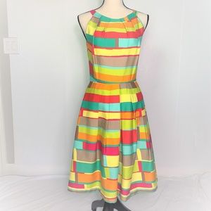 Leslie Fay Color Block Geometric Dress